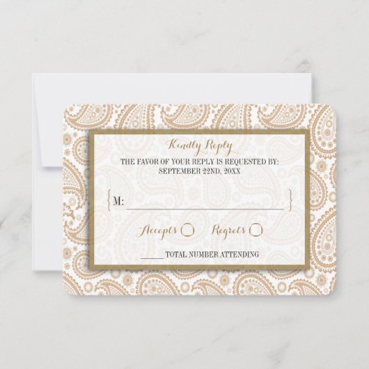 The Modern Paisley Wedding Collection - Brown RSVP Karte (Vorderseite)