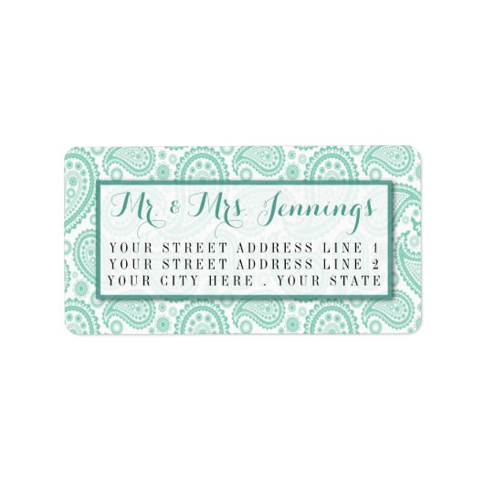 The Modern Paisley Wedding Collection - Green Adressaufkleber (Vorne)