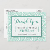 The Modern Paisley Wedding Collection - Green Postkarte (Vorne/Hinten)