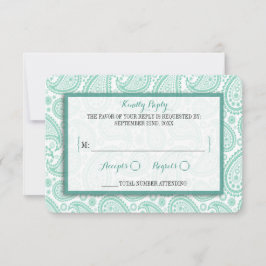 The Modern Paisley Wedding Collection - Green RSVP Karte