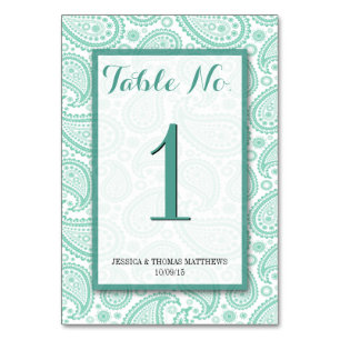 The Modern Paisley Wedding Collection - Green Tischnummer