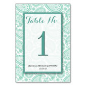The Modern Paisley Wedding Collection - Green Tischnummer (Rückseite)