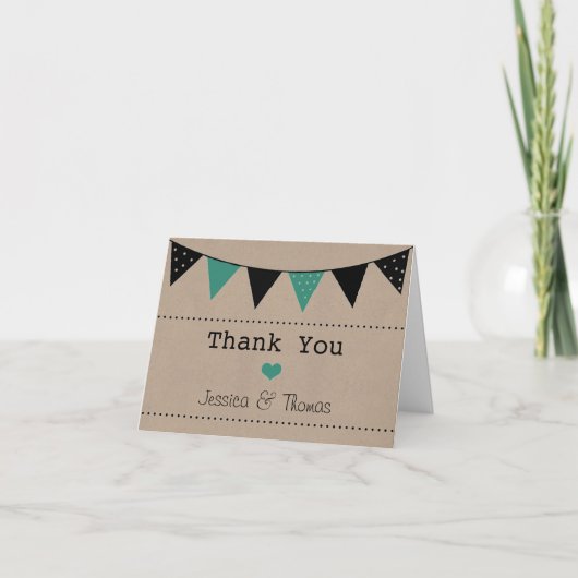 The Modern Turquoise Bunting Wedding Collection Dankeskarte (Vorderseite)