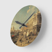 The Molo and the Zecca, Venice (oil on canvas) Runde Wanduhr (Winkel)