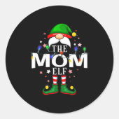 The Mom Elf Christmas Family Pajama Party Runder Aufkleber (Vorderseite)