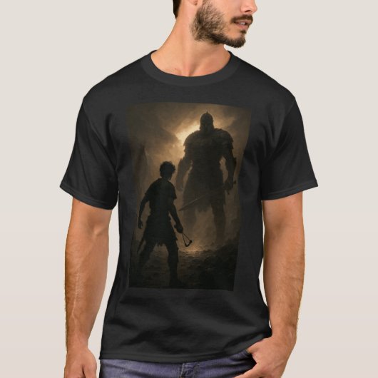 The Moment Before the Strike David vs Goliath retr T-Shirt (Vorderseite)