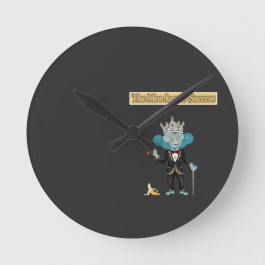 The Mon-key To success gift  Runde Wanduhr (Vorderseite)