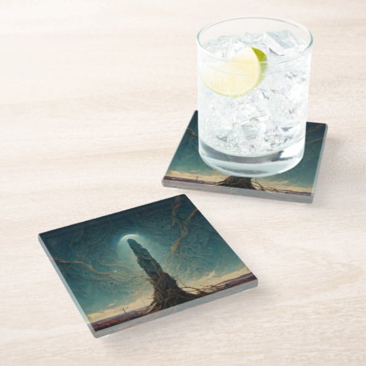 The Monolith 2 Fantasy Sci-Fi Art Glasuntersetzer (Schrägansicht)