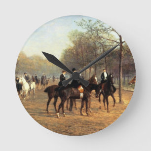 The Morning Ride, Rotten Row, Hyde Park, 1894 (oil Runde Wanduhr