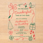 The Most Onederful Time Of The Year 1st Birthday Acryleinladungen (Vorderseite)