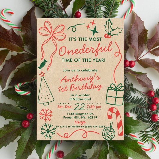 The Most Onederful Time Of The Year 1st Birthday Einladung