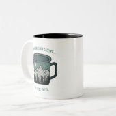 The Mountains are Calling But First Coffee Mug Zweifarbige Tasse (Vorderseite Links)