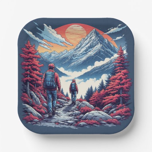 the mountains Birthday or Shower  Pappteller (Vorderseite)