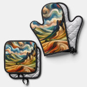 The Mountains   Ofenhandschuh & Topflappen-Set (Vorderseite/Rückseite)