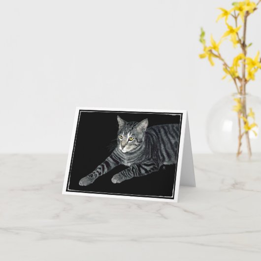 "The Mouser" Tabby Cat Card Karte (Gelbe Blume)