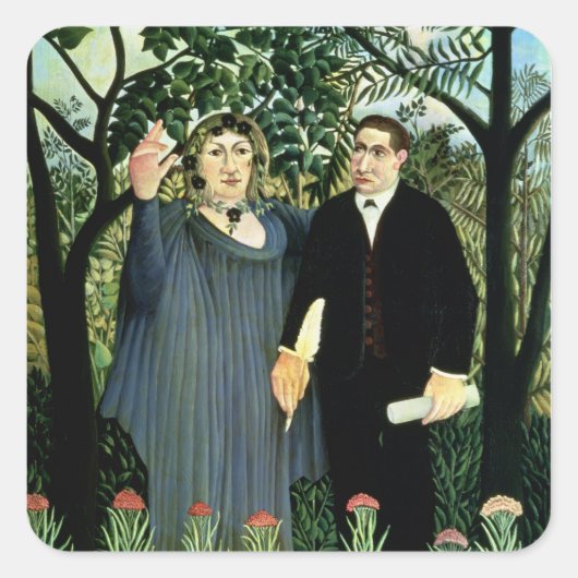 The Muse Inspirierend the Poet, 1908-09 Quadratischer Aufkleber (Vorderseite)