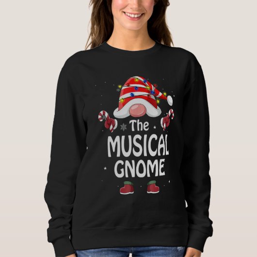 The Musical Gnome Tree Light Buffalo Plaid Christm Sweatshirt (Vorderseite)