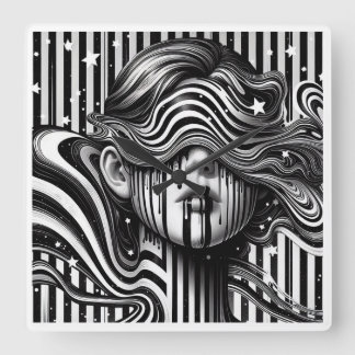 The mystery girl clock quadratische wanduhr