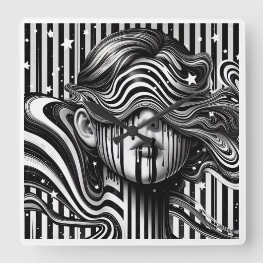 The mystery girl clock quadratische wanduhr (Vorderseite)