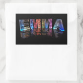 The Name Emma in 3D Lights Rechteckiger Aufkleber (Tasche)