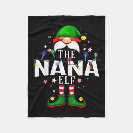 The Nana Elf Christmas Family Pajama Party  Fleecedecke (Vorderseite)