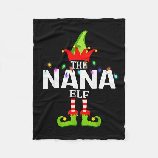 The Nana Elf Christmas Matching Pajamas Fleecedecke (Vorderseite)