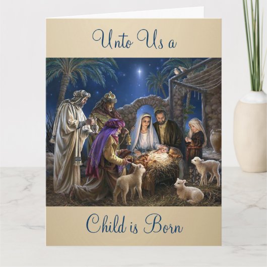 The Nativity of Baby Jesus Christmas Greetings Karte (Vorderseite)