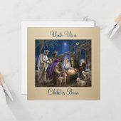 The Nativity of Baby Jesus Christmas Greetings Karte (Vorderseite/Rückseite Beispiel)
