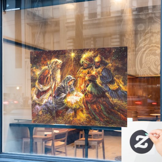 THE NATIVITY:  VEREHRUNG OF THE MAGI FENSTERAUFKLEBER (Café-Fenster)