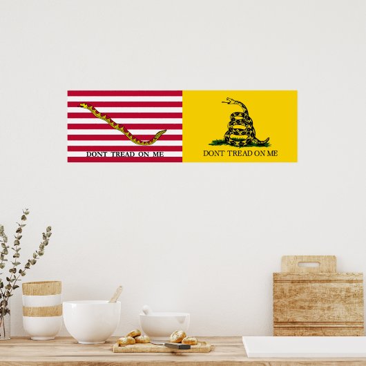 The Navy Jack & Gadsden Flags - Circa 1775-76 Poster (Küche)