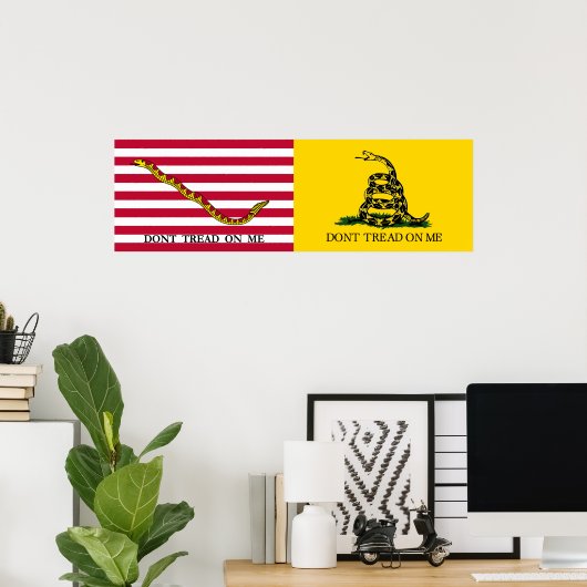 The Navy Jack & Gadsden Flags - Circa 1775-76 Poster (Heimbüro)