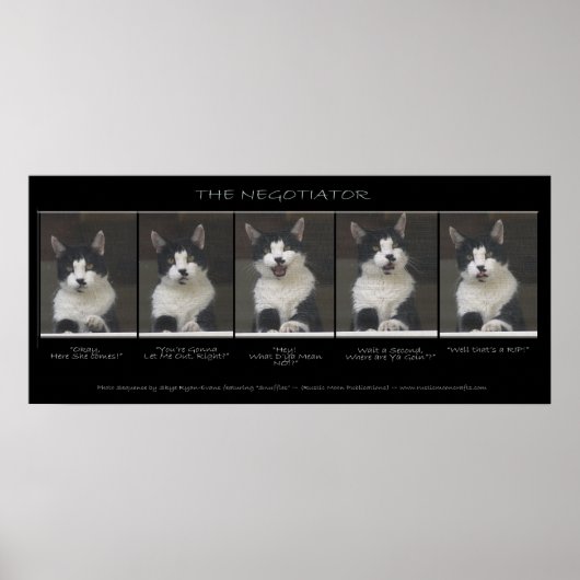 "THE NEGOTIATOR" Funny Cat Foto Sequence Poster (Vorne)