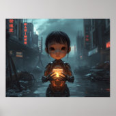 The Neon Refugee Girl: Futuristic Cyberpunk  Poster (Vorne)