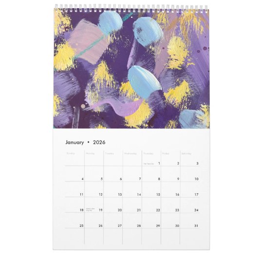 The New 2026 Brushstrokes Single Page Calendar Kalender (Jan 2026)