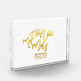 The New Mr and Mrs (Name, Datum, Ort) Gold Fotoblock