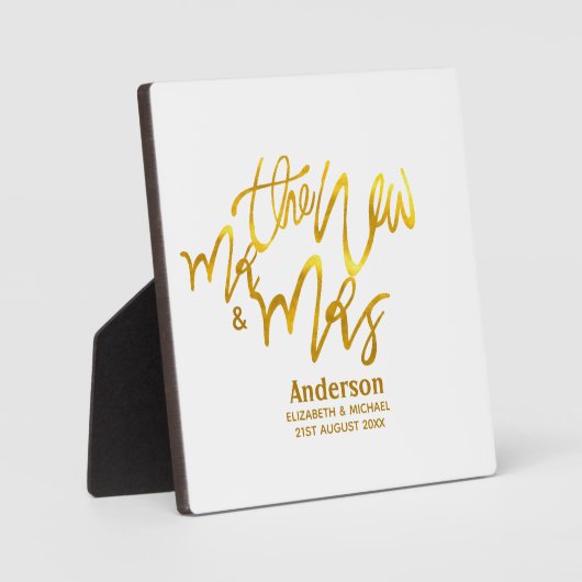 The New Mr and Mrs (Name, Datum, Ort) Gold Fotoplatte (Vorderseite)