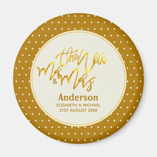 The New Mr. and Mrs (Name, Datum) Wedding Gold Dec Magnet (Vorne)