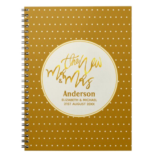 The New Mr. and Mrs (Name, Datum) Wedding Gold Dec Notizblock (Vorderseite)