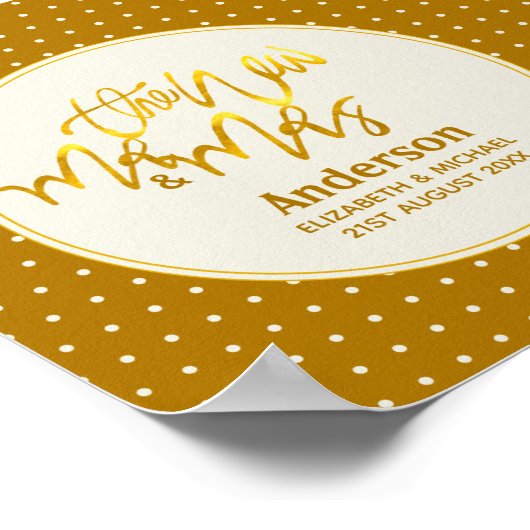 The New Mr. and Mrs (Name, Datum) Wedding Gold Dec Poster (Ecke)