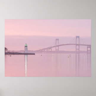 The Newport Bridge and Goat Island Lighthouse Poster