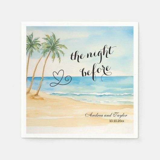 The night Before Beach and Palm Trees Wedding Serviette (Vorderseite)