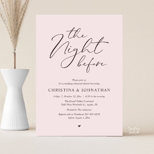 „The Night Before“ Blush Whisper Probeessen Einladung