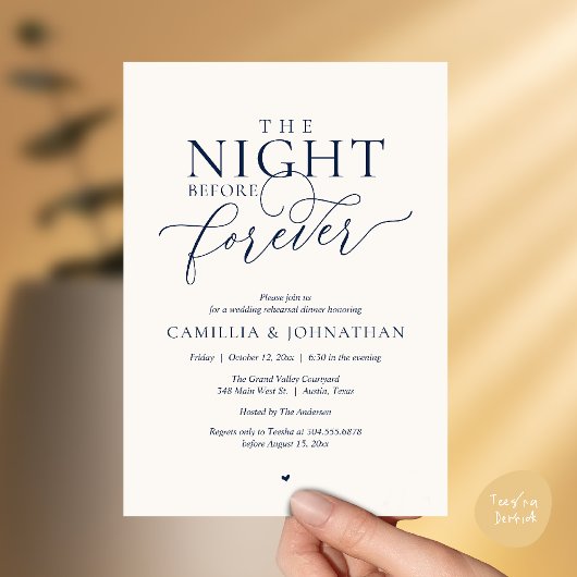“The Night Before Forever” Navy Ivory Rehearsal Einladung