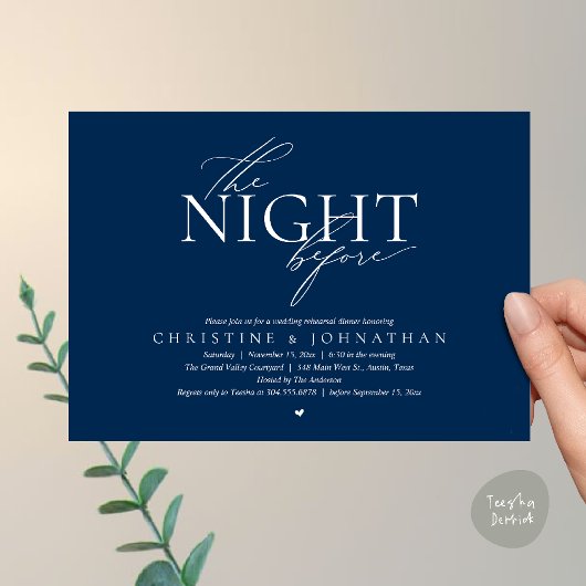 The Night Before, Modern Wedding Rehearsal Dinner Einladung