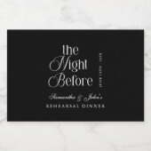 The Night Before Modern Wedding Rehearsal Dinner Schaumweinetikett (Einzelnes Label)