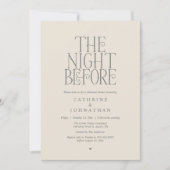 "The Night Before" Probedinner Grau Creme Einladung (Vorderseite)