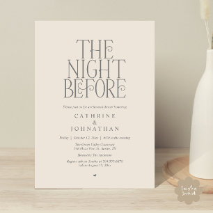 "The Night Before" Probedinner Grau Creme Einladung