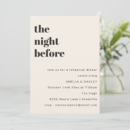 The Night Before Rehearsal Dinner Bold Retro Ivory Einladung