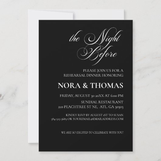 The Night Before Rehearsal Dinner Invitation Black Einladung (Vorderseite)