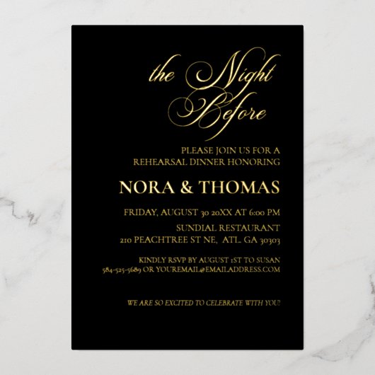 The Night Before Rehearsal Dinner Invite Black Folieneinladung (Vorderseite)